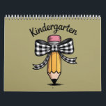 Coquette Pencil Bow Kindergarten Teacher School Calendar<br><div class="desc">Coquette Pencil Bow Kindergarten Teacher Back To School</div>