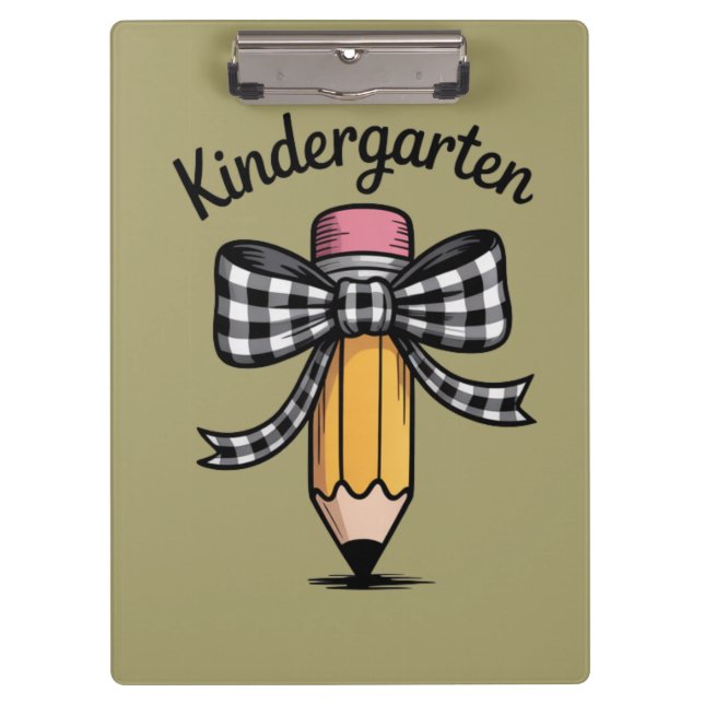 Coquette Pencil Bow Kindergarten Teacher School Clipboard (Front)