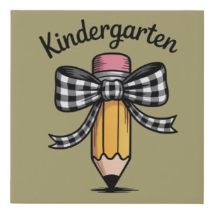 Coquette Pencil Bow Kindergarten Teacher School Faux Canvas Print