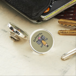 Coquette Pencil Bow Kindergarten Teacher School Lapel Pin