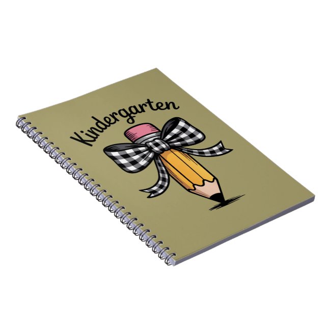 Coquette Pencil Bow Kindergarten Teacher School Notebook (Right Side)