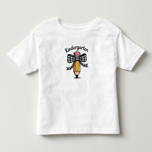 Coquette Pencil Bow Kindergarten Teacher School Toddler T-shirt (Front)