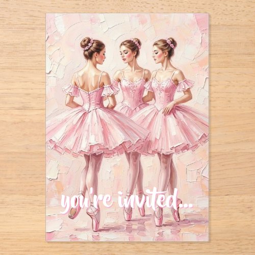 coquette pink ballerina birthday invitation