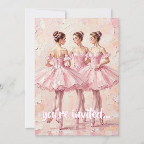 coquette pink ballerina birthday invitation