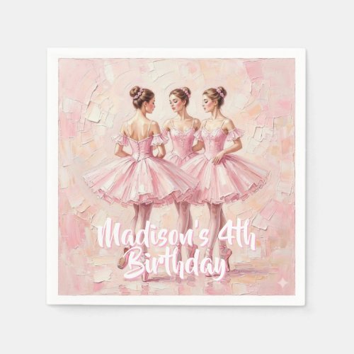 coquette pink ballerina birthday  napkins