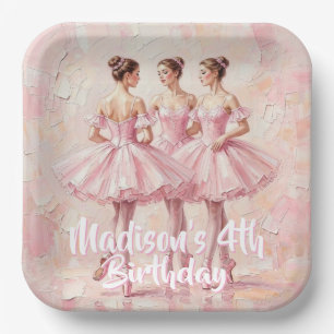 coquette pink ballerina birthday  paper plates