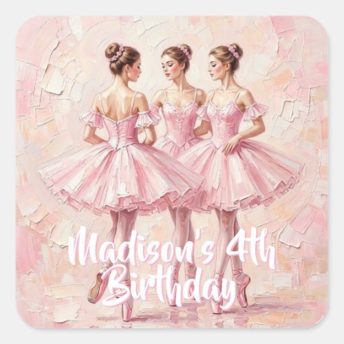 coquette pink ballerina birthday  square sticker
