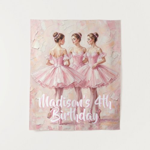 coquette pink ballerina birthday  tapestry