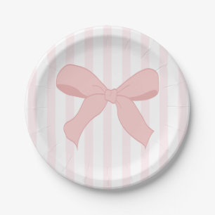 Coquette Pink Ballerina Bow Birthday Paper Plates