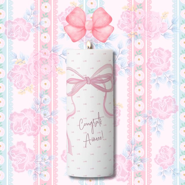 Coquette Pink Big Bow Pillar Candle (Creator Uploaded)