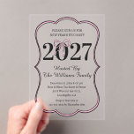 Coquette Pink Bow 2027 New Years Eve Party Acrylic Invitations