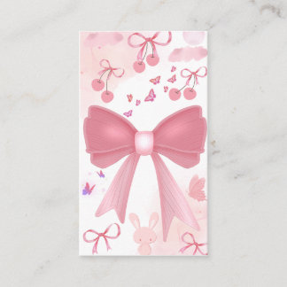 Coquette Pink Bow and Cherries Aesthetic Collage – Business Card