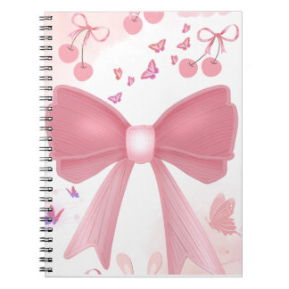 Coquette Pink Bow and Cherries Aesthetic Collage – Notebook