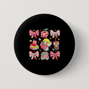 Coquette Pink Bow Apple Teacher Appreciation Valen Button