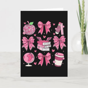 Coquette Pink Bow Apple Teacher Appreciation Valen Card