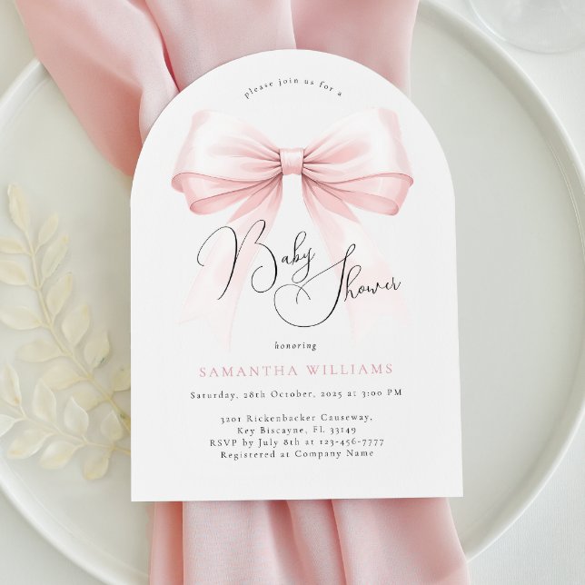 Coquette Pink Bow Arch Baby Shower Invitation (Creator Uploaded)