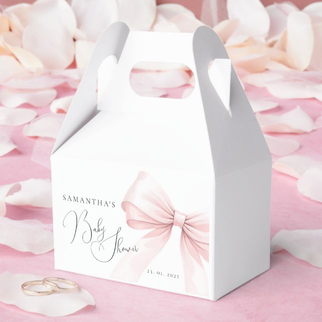Coquette Pink Bow Baby Shower Favor Bags Boxes (Wedding)