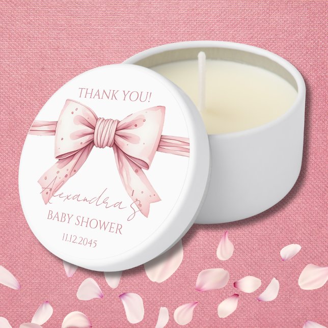 Coquette Pink Bow Baby Shower  Mini Candle Favors (Creator Uploaded)