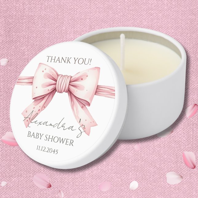 Coquette Pink Bow Baby Shower  Mini Candle Favors (Creator Uploaded)