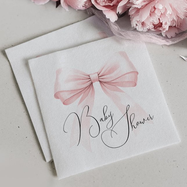 Coquette Pink Bow Baby Shower Napkins (Creator Uploaded)