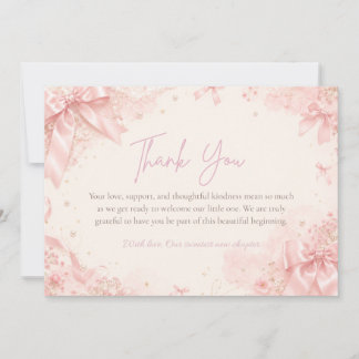 Coquette Pink Bow Baby Shower Thank You Flat Note Card