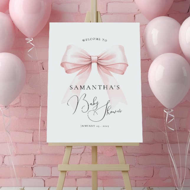 Coquette Pink Bow Baby Shower Welcome Sign (Creator Uploaded)