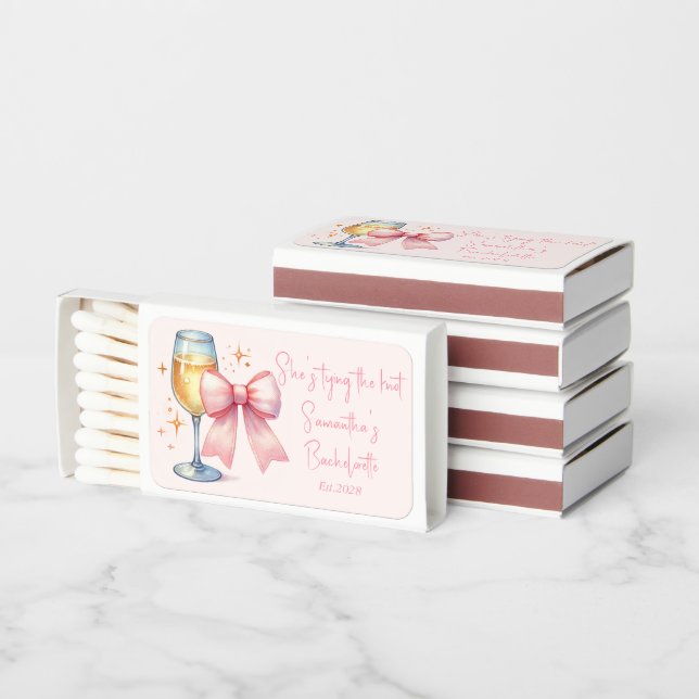 Coquette Pink Bow Bachelorette Party  Matchboxes (Stacked)
