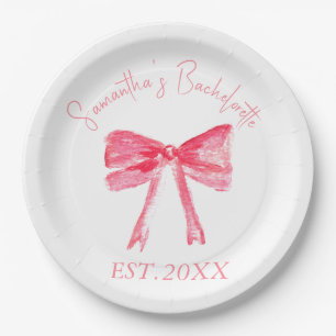 Coquette Pink Bow Bachelorette Party  Paper Plates