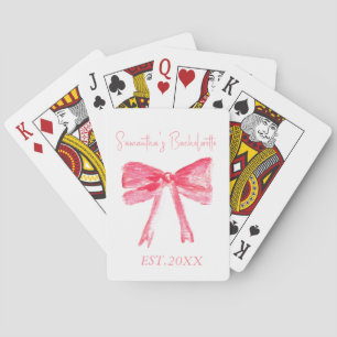 Coquette Pink Bow Bachelorette Party Poker Cards