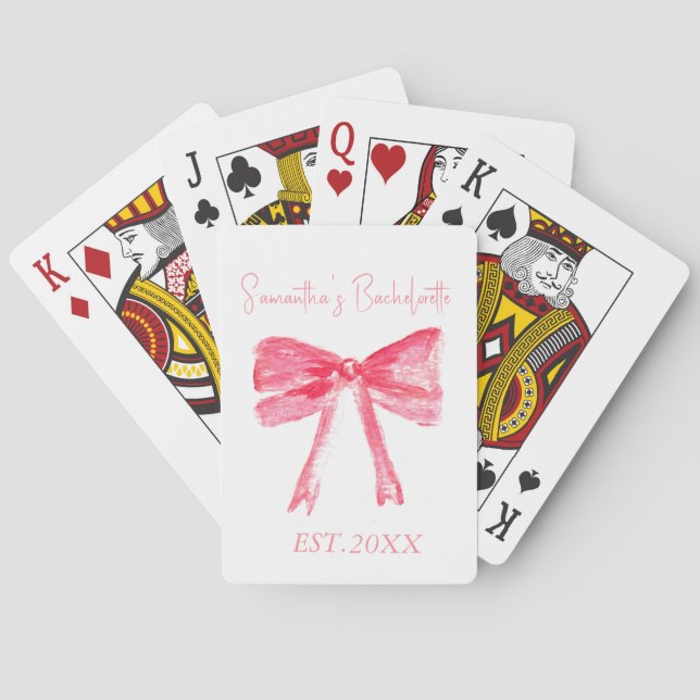 Coquette Pink Bow Bachelorette Party  Poker Cards (Back)