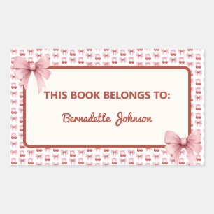 Coquette Pink Bow Back to School Bookplate