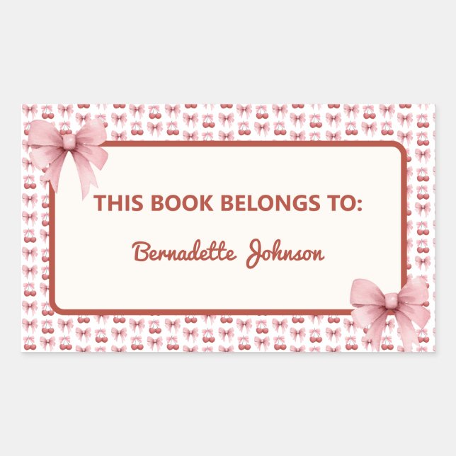 Coquette Pink Bow Back to School Bookplate (Front)