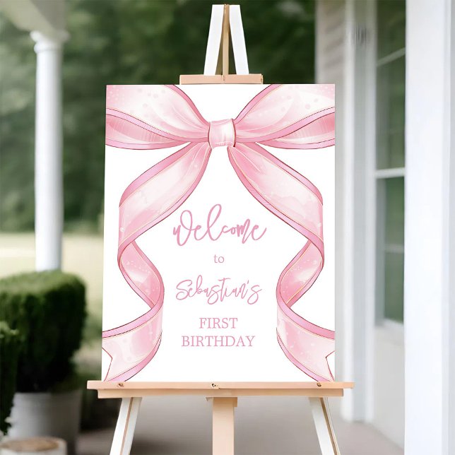 Coquette Pink Bow Birthday Welcome Sign (Creator Uploaded)