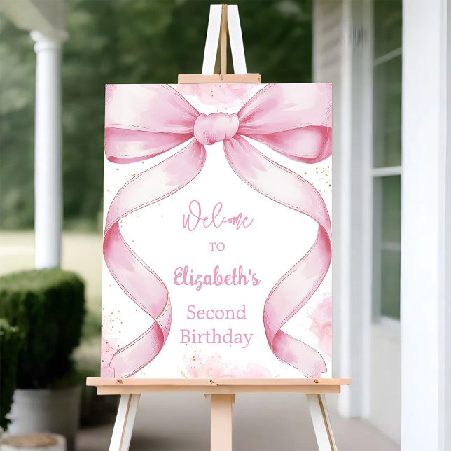 Coquette Pink Bow Birthday Welcome Sign (Creator Uploaded)
