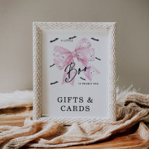 Coquette Pink Bow Boo Baby Shower Sign