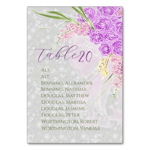 Coquette Pink bow Bouquet Table Assignment Number