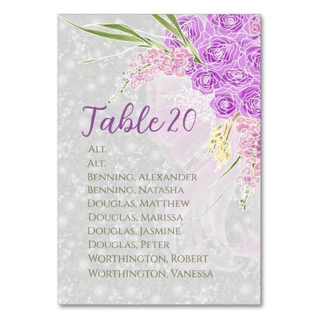 Coquette Pink bow Bouquet Table Assignment Number (Front)