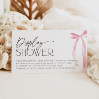 Coquette Pink Bow Bridal Shower Unwrapped Gift Enclosure Card