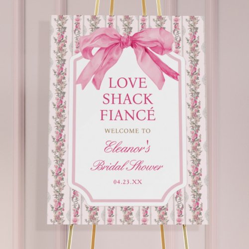 Coquette Pink Bow Bridal Shower Welcome Foam Board