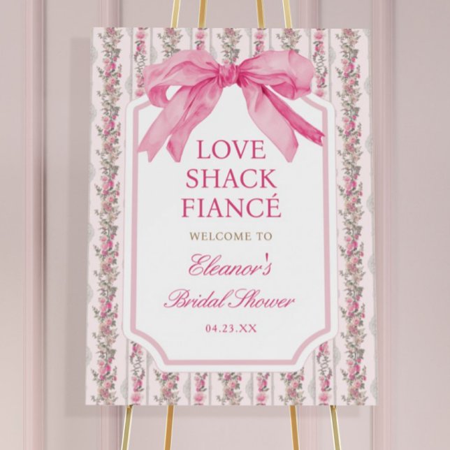 Coquette Pink Bow Bridal Shower Welcome Foam Board (Creator Uploaded)