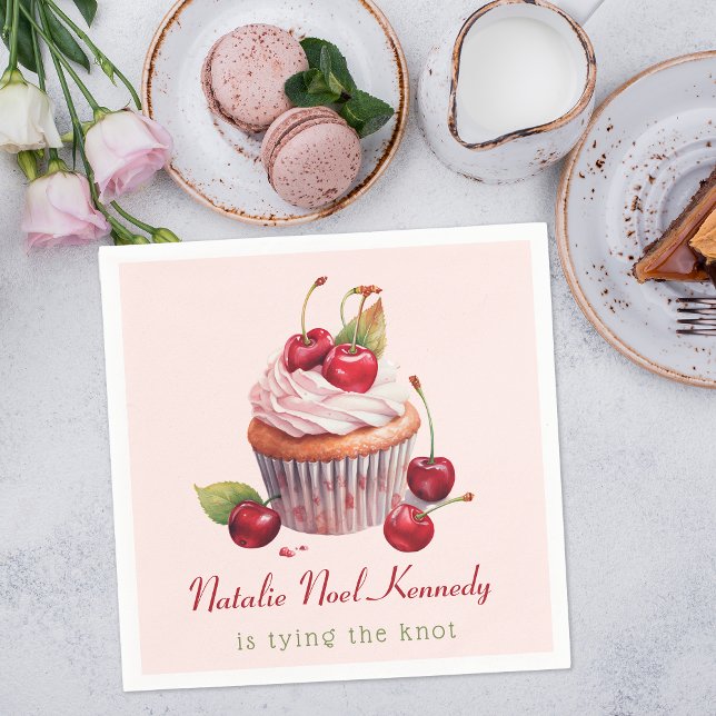 Coquette Pink Bow Cherry Cake Fancy Girl Aesthetic Napkins (Creator Uploaded)