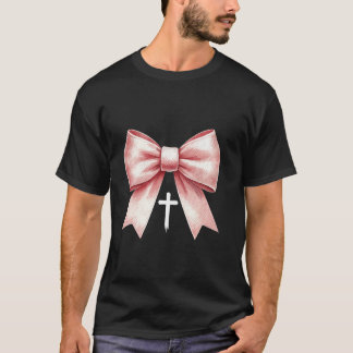 Coquette Pink Bow Christian Jesus Faith Bible Reli T-Shirt
