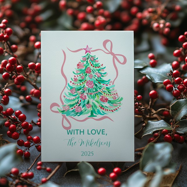 Coquette Pink Bow Christmas Holiday Card (Creator Uploaded)