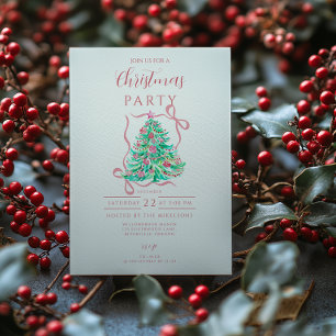 Coquette Pink Bow Christmas Invitation