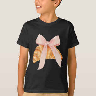 Coquette Pink Bow Croissant Cute Baking Baker Past T-Shirt