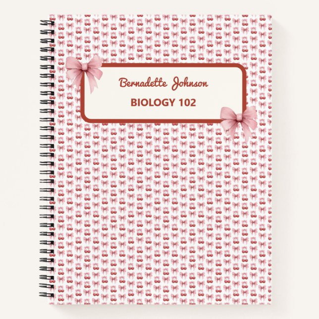Coquette Pink Bow Customizable Back to School Notebook (Front)