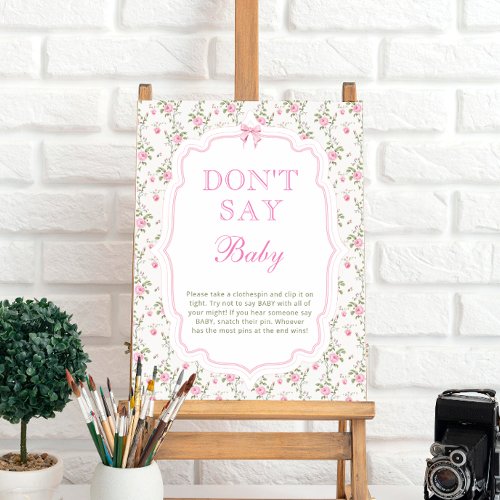 Coquette Pink Bow Dont Say Baby Poster