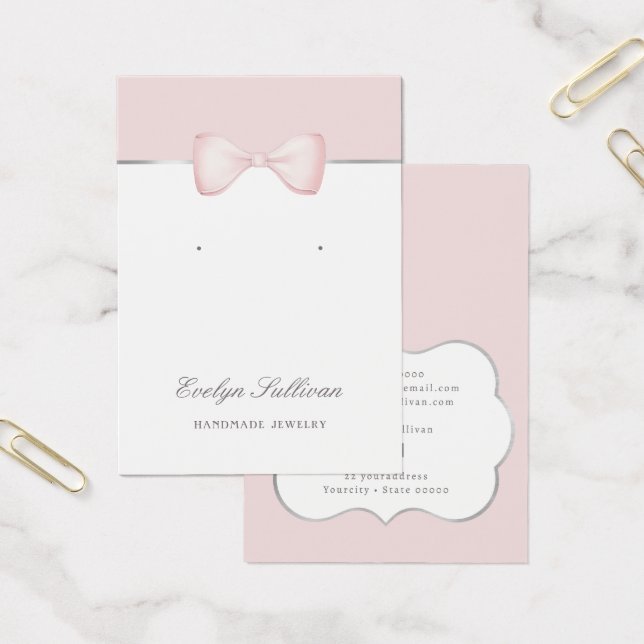 Coquette pink bow earring display card (Office)