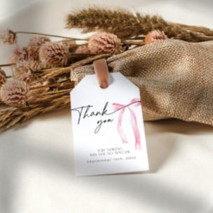 Coquette Pink Bow Favor Bridal Shower Gift Tags