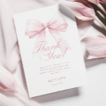 Coquette Pink Bow First Birthday Thank You Card<br><div class="desc">Celebrate your little one's special day with the Coquette Pink Bow First Birthday Thank You Card. This charming design sets the tone for a day filled with joy and wonder, blending modern style with timeless elegance. At its heart is a lovely blush pink bow, symbolizing the gift of precious memories,...</div>